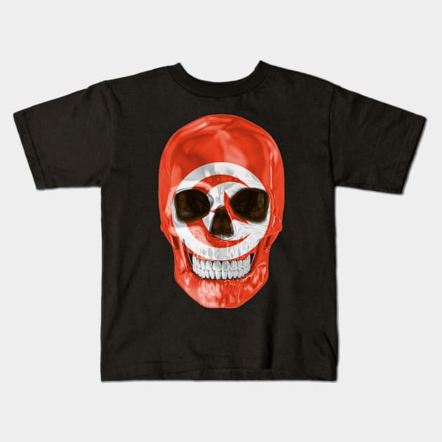 Tunisia Flag Skull - Gift for Tunisian With Roots From Tunisia Kids T-Shirt by Country Flags